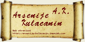 Arsenije Kulačanin vizit kartica